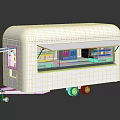 White Trailer Style Functional Vehicle With Open Windows Interior Workspace And Catering Setup 3d model