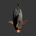 Silver And Orange Fish With Reflection On Gray Background And Small Cube
