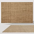 Square Brown Woven Natural Fiber Rug With Durable Texture For Living Room Home Decor