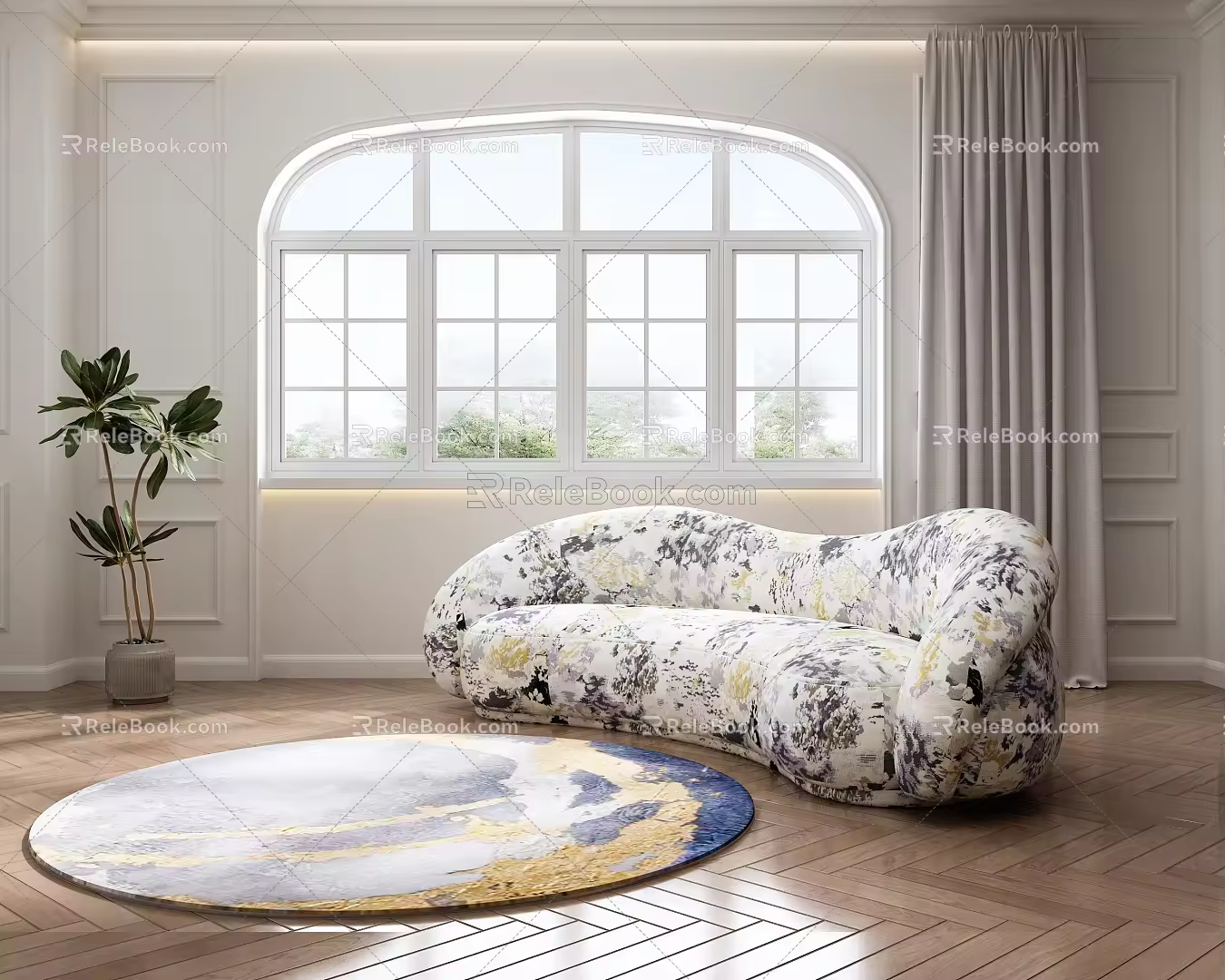 Modern Multiplayer Sofa Curved Sofa 3d model