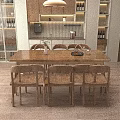 Wooden Dining Table Set With Four Chairs Vase And Tray In Bright Room