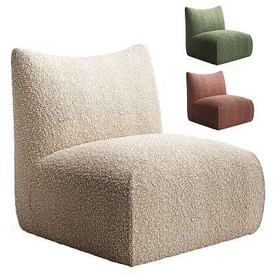 Beige Green Brown Accent Chair With Soft Fluffy Fabric Modern Design 3d model