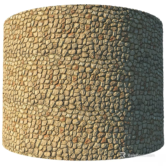 Cylindrical Stone Architectural Component With Irregular Natural Stone Pieces And Rough Texture 3d model 