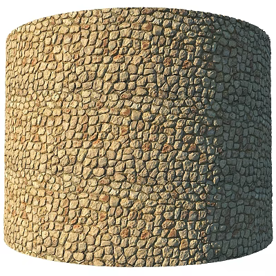 Cylindrical Stone Architectural Component With Irregular Natural Stone Pieces And Rough Texture 3d model