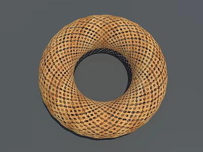 Intricate Handwoven Brown Ring With Grid Pattern And Round Shape Design 3d model