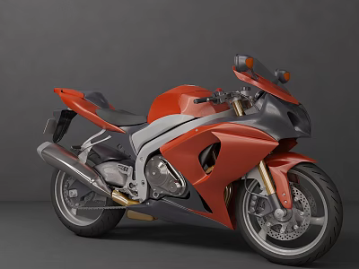 Red Sport Motorcycle With Sleek Design Black Seat And Alloy Wheels 3d model