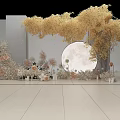 Elegant Event Decoration With Golden Branches Round Moon And Floral Arrangements