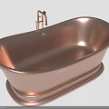 Copper Freestanding Bathtub With Polished Faucet For Elegant Bathroom Interior Design