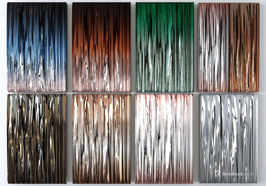 Colorful Abstract Textured Wall Art With Metallic Hues And Modern Panels 3d model 
