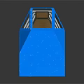 Blue Spacecraft Cockpit Module With Transparent Windows And Interior Structure