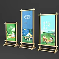Outdoor Camping Themed Vertical Billboards With Natural Scenery And People Activities