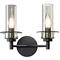 Elegant Modern Brass Wall Sconce With Glass Shades And Double Light Design