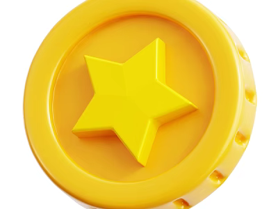 Yellow Round Toy With Central Star Shape And Edge Holes Design 3d model