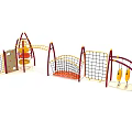 Colorful Outdoor Playground Equipment With Climbing Nets Swings Rope Bridges And Arch Frames