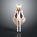 Game and Movie Character With Fox Ears Formal Suit Light Colored Cape and Stylish Pose