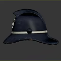 Vintage Dark Blue Hat With Worn Texture Front Badge And White Band Detail