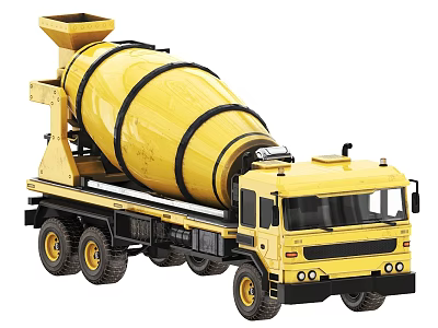 Yellow Concrete Mixer Truck With Large Rotating Drum For Construction Use 3d model
