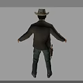 Man In Cowboy Hat And Western Outfit With Gun Holster And Open Arms