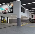 Car Dealership Showroom Featuring Yellow Sports Car With Open Doors And Reception Area