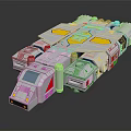 Futuristic Gray Mechanical Model With Yellow Blue Red Components And Complex Structure