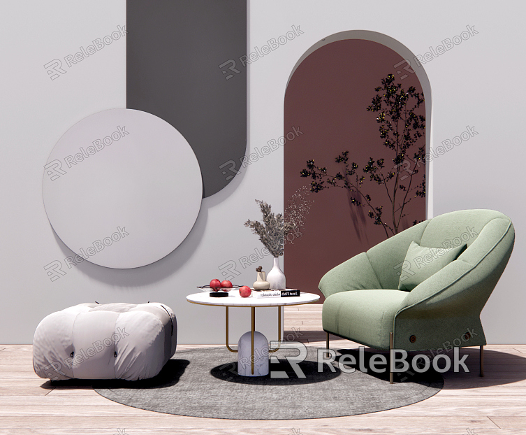 Modern Single Sofa Casual Sofa Coffee Table Combination model