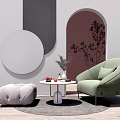 Modern Single Sofa Casual Sofa Coffee Table Combination 3d model