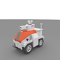 Orange And White Toy Vehicle Model With Top Equipment And Wheels