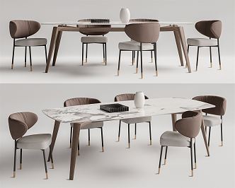 Modern Dining Table and Chair Combination 3d model