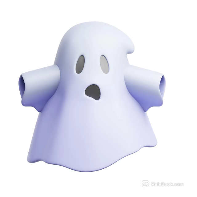 Cute Cartoon Style Light Blue Ghost Shape Decorative Ornament Set for Home Tabletop Decoration 3d model 