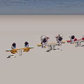 Cartoon Astronaut Toy Figures Playing On Colorful Seesaws With Balanced Design