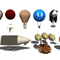 Fun Playground Equipment With Hot Air Balloons Panda Shaped Inflatables And Pencil Shaped Airship