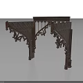 Dark Brown Wooden Decorative Structure Featuring Intricate Carvings For Classical Architecture 3d model