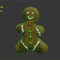 Brown Gingerbread Man With White Icing Decoration Red Bow Tie And Green Candies