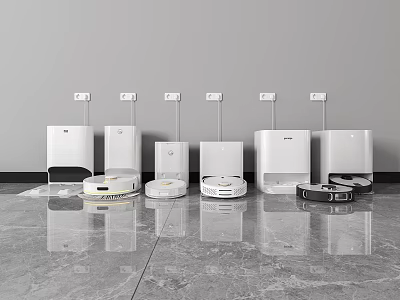 Daily Use Electrical Cleaning Appliances On Gray Floor 3d model