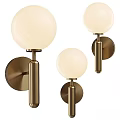 Modern Wall Sconces With Brass Base And Transparent Globe Glass Shade For Indoor Home Lighting Decor