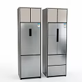 Two Modern Stainless Steel Refrigerator Freezers With Double Doors And Drawers