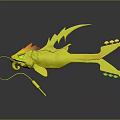 Blue And Yellow Fish Shaped Device With Unique Design And Connecting Cable
