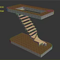 Modern Floating Staircase Design With Square Concrete Platforms And Wooden Steps