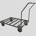Heavy Duty Metal Hand Cart With Grid Surface And Four Rolling Wheels