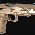 Sleek Tan Ruger Pistol with Modern Design Detailed Textured Grip and Tactical Features