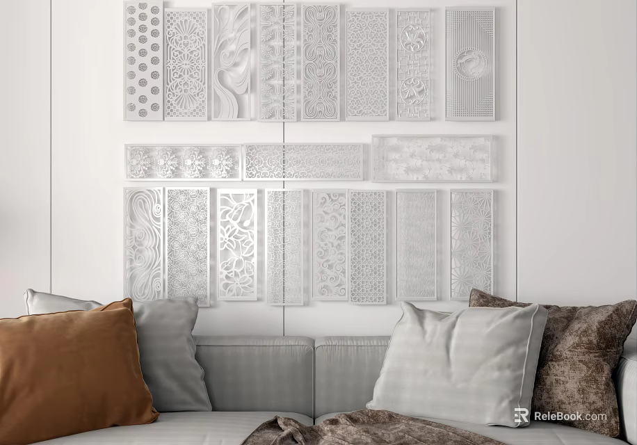 Decorative Partition Panels With Various Laser Cut Designs For Living Room Decor 3d model 