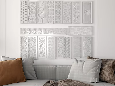 Decorative Partition Panels With Various Laser Cut Designs For Living Room Decor 3d model