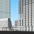 Modern Commercial Complex With Open Plaza Green Spaces And Connecting Walkways