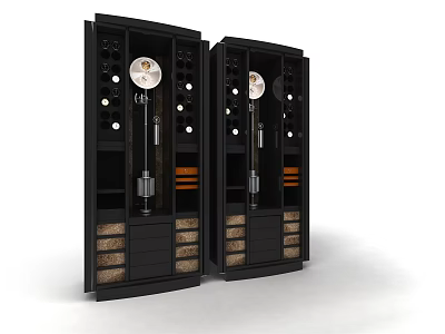 Modern Black Decorative Cabinet with Glass Doors Wine Racks and Drawers 3d model