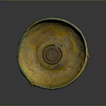 Ancient Bronze Sculptural Bowl With Green Gold Patina And Decorative Handles