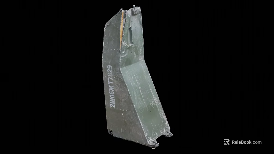 Military Weapon Metal Component With Serial Number E2712 And Robust Structural Design 3d model 