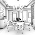Traditional Chinese Restaurant Interior With Chandelier Dining Table And Decorative Paintings
