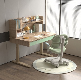 Modern Children's Desk and Chair 3d model