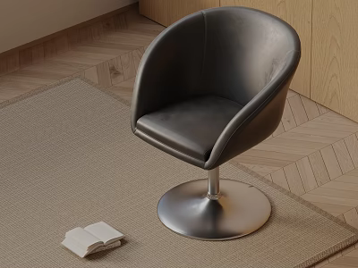 Black Leather Massage Chair With Metal Base On Carpet And Wooden Floor 3d model