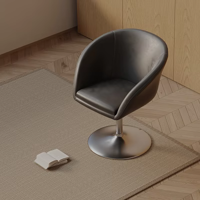 Black Leather Massage Chair With Metal Base On Carpet And Wooden Floor 3d model